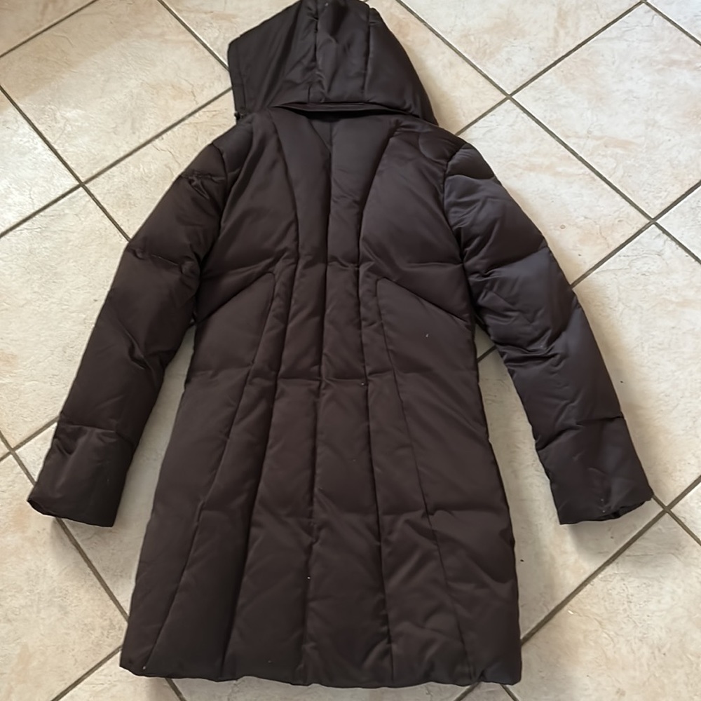 Calvin Klein Brown Long Puffer Down Hooded Coat - Size XS- Excellent Condition - Picture 9 of 16